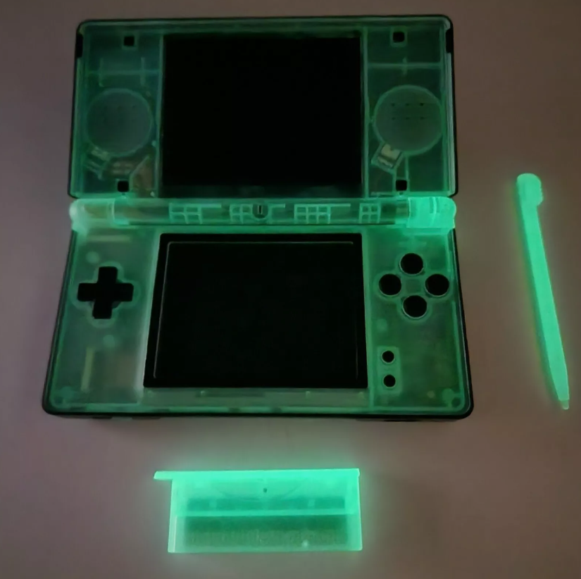 Nintendo DS Lite CUSTOM - Glow in the Dark/Black - White/Purple LED, Bundle