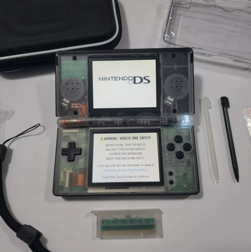 Nintendo DS Lite CUSTOM - Glow in the Dark/Black - White/Purple LED, Bundle