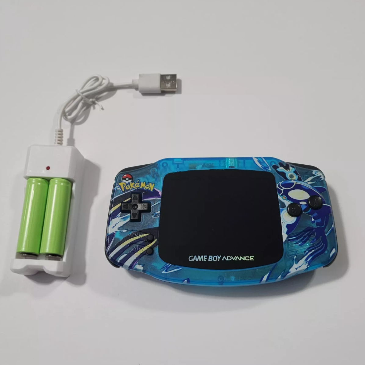 Nintendo Gameboy Advance GBA - Kyogre Shell with V5 IPS Display and Black Buttons