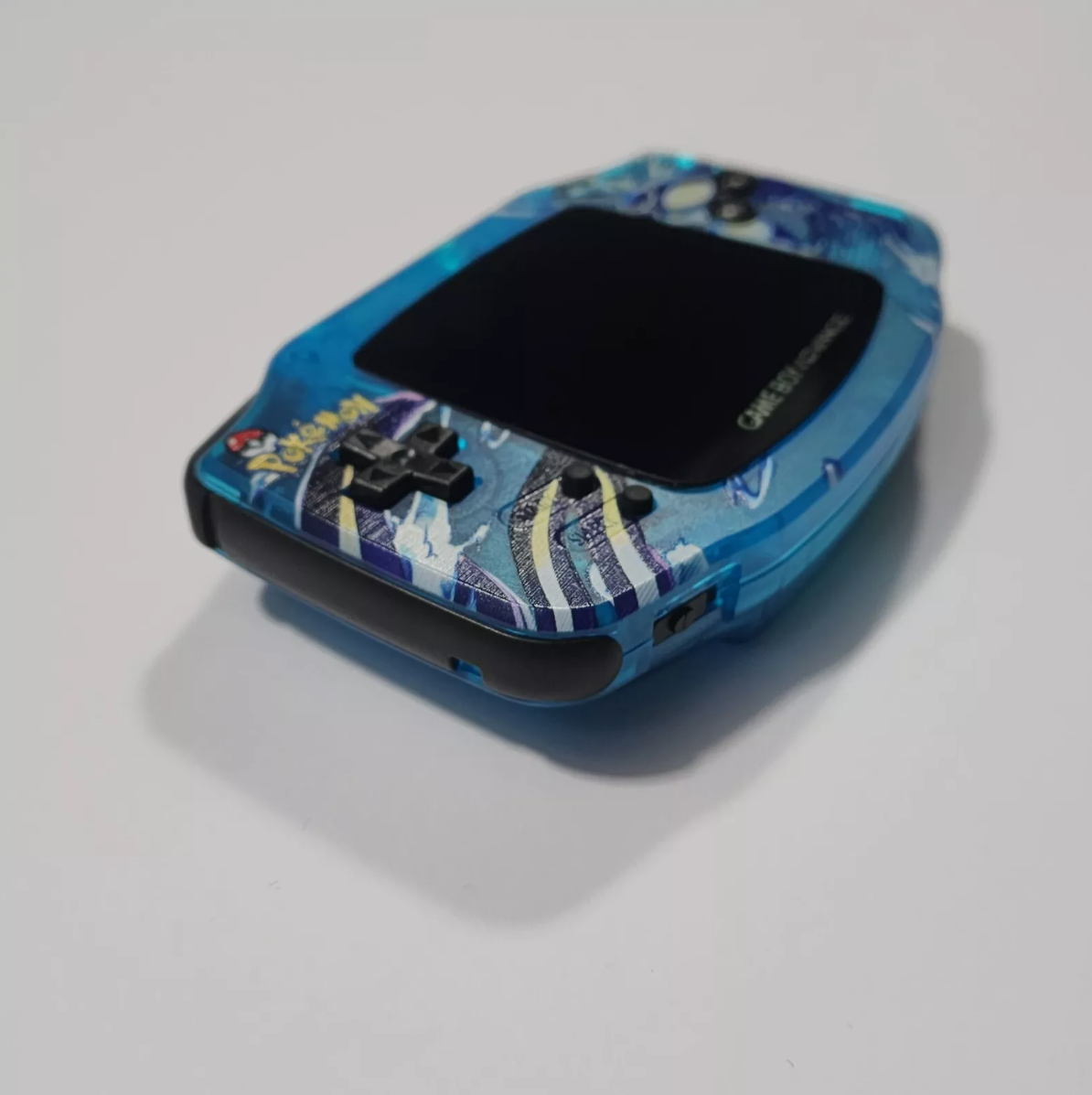 Nintendo Gameboy Advance GBA - Kyogre Shell with V5 IPS Display and Black Buttons