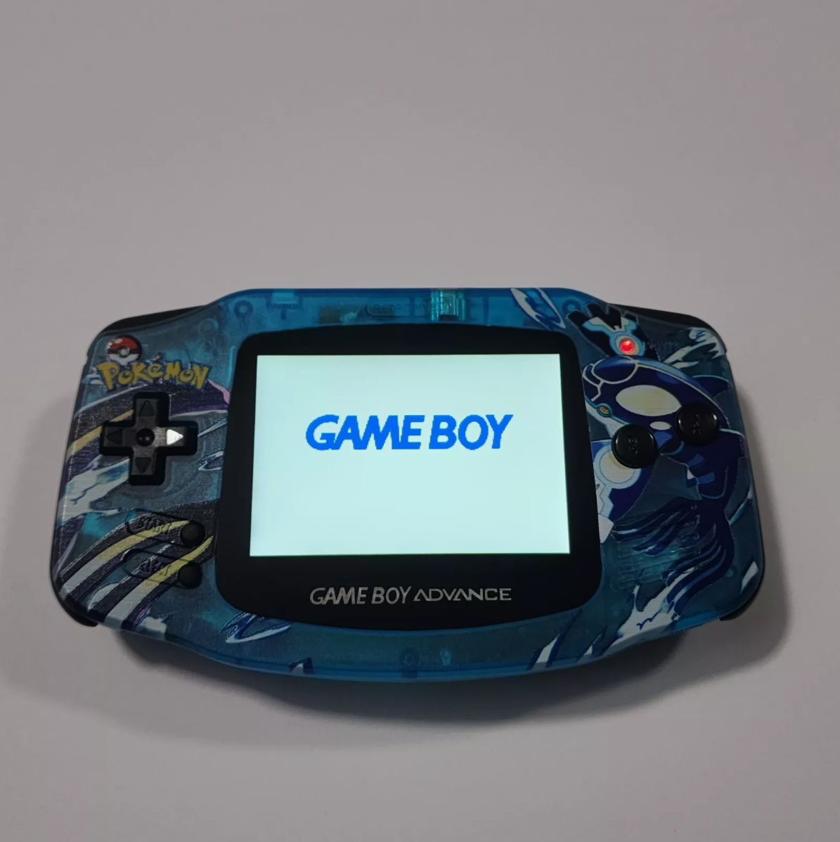 Nintendo Gameboy Advance GBA - Kyogre Shell with V5 IPS Display and Black Buttons