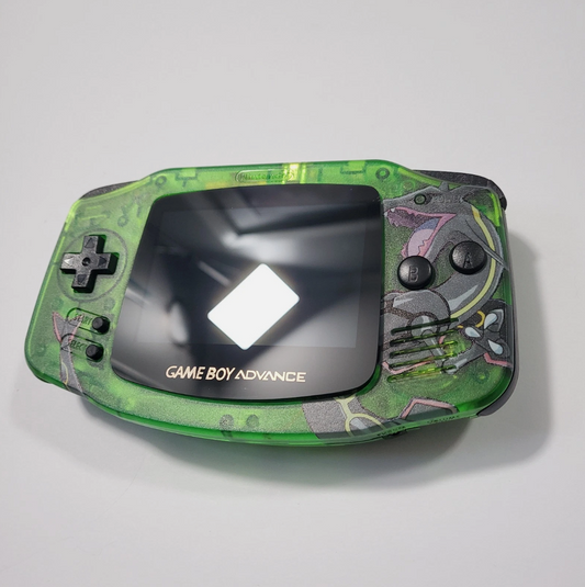 Nintendo Gameboy Advance GBA - Shiny Rayquaza Shell with V5 IPS Display and Black Buttons
