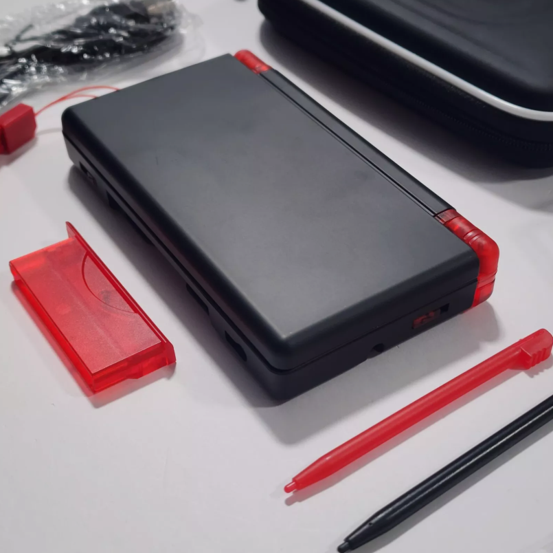 Nintendo DS Lite CUSTOM - Black/Transparent Red w/ Modded LED, Bundle