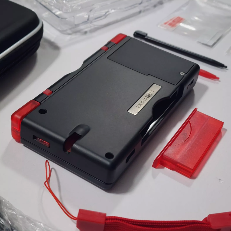 Nintendo DS Lite CUSTOM - Black/Transparent Red w/ Modded LED, Bundle