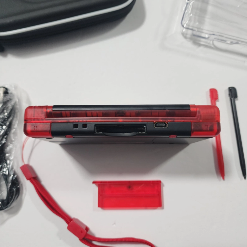 Nintendo DS Lite CUSTOM - Black/Transparent Red w/ Modded LED, Bundle