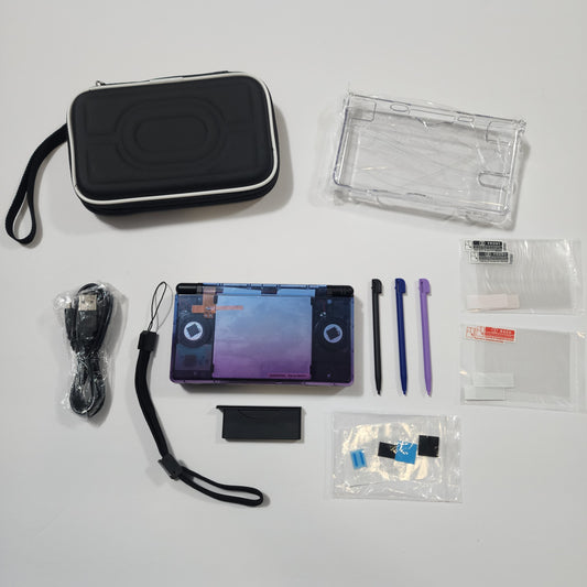 Nintendo DS Lite CUSTOM - Blue Purple Gradient/Black w/ Modded LEDs, Bundle!