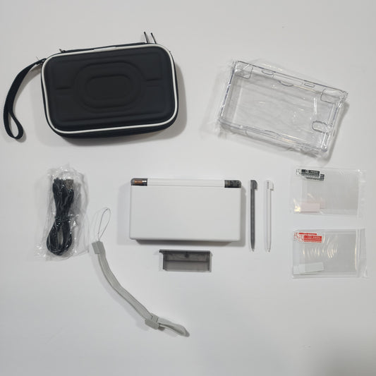 Nintendo DS Lite CUSTOM - White/Transparent Black w/ Modded LED, Bundle!