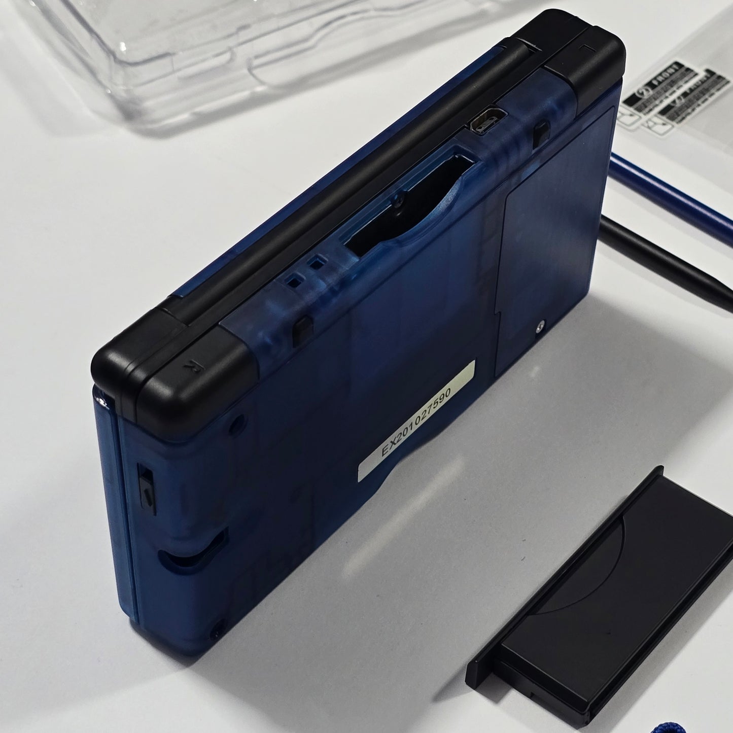 Nintendo DS Lite CUSTOM - Transparent Blue/Black w/ Modded LED, Bundle
