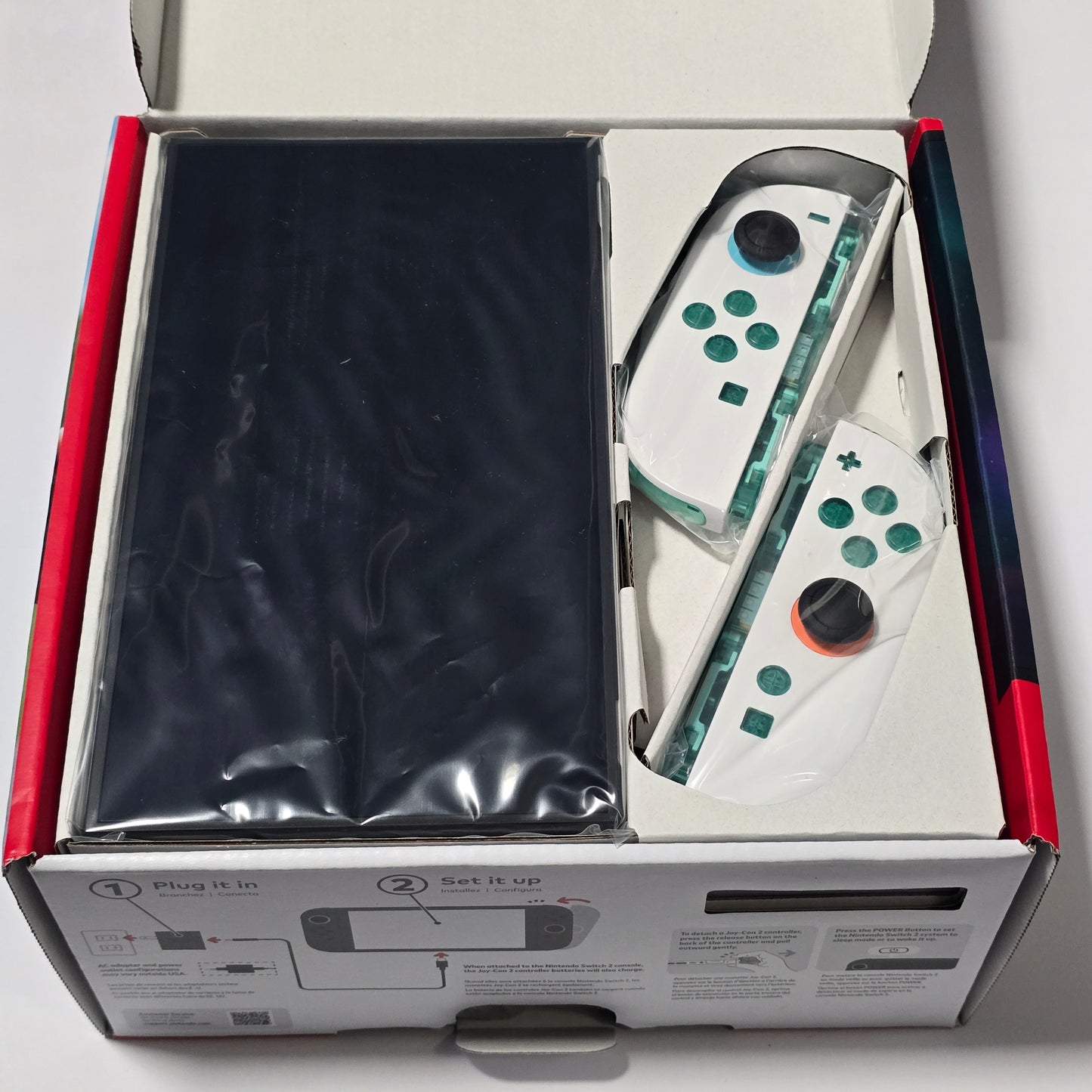Nintendo Switch 2 CUSTOM -White with Clear Green Buttons & Accents, New in Box