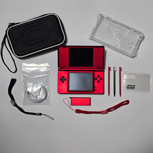 Nintendo DS Lite IPS SCREENS CUSTOM - Black/Shiny Red w/ Mods & Bundle (2)