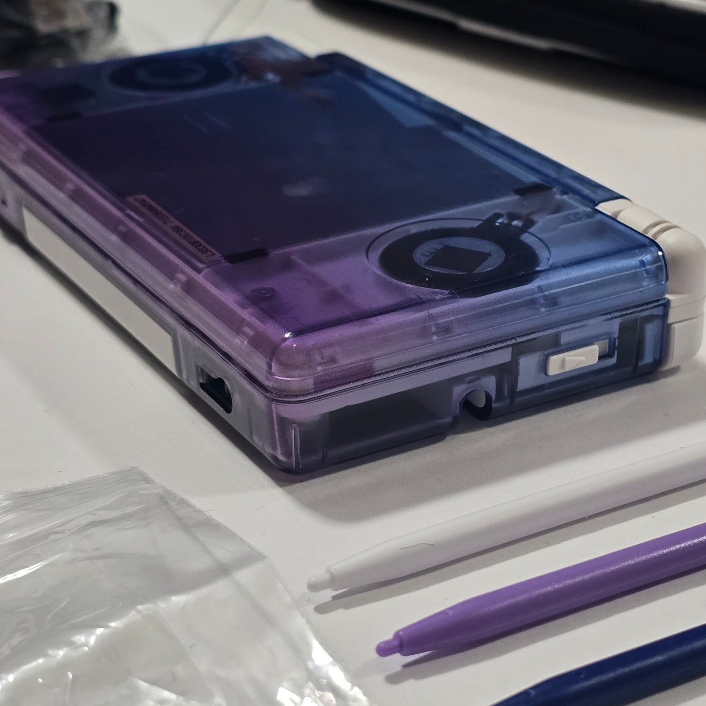 Nintendo DS Lite CUSTOM - Blue Purple Gradient/White w/ Modded LEDs, Bundle!