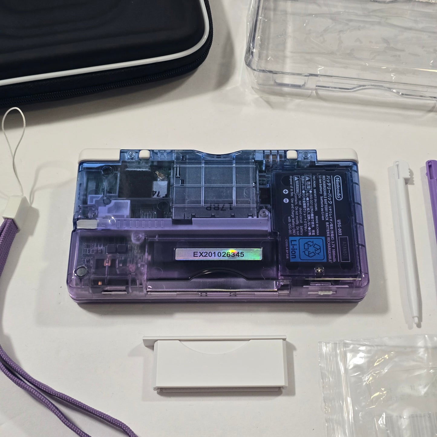 Nintendo DS Lite CUSTOM - Blue Purple Gradient/White w/ Modded LEDs, Bundle!