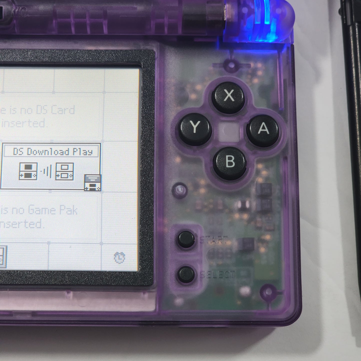 Nintendo DS Lite CUSTOM - Clear Purple/Black ExtremeRate & OEM Nintendo Parts w/ Blue LED!