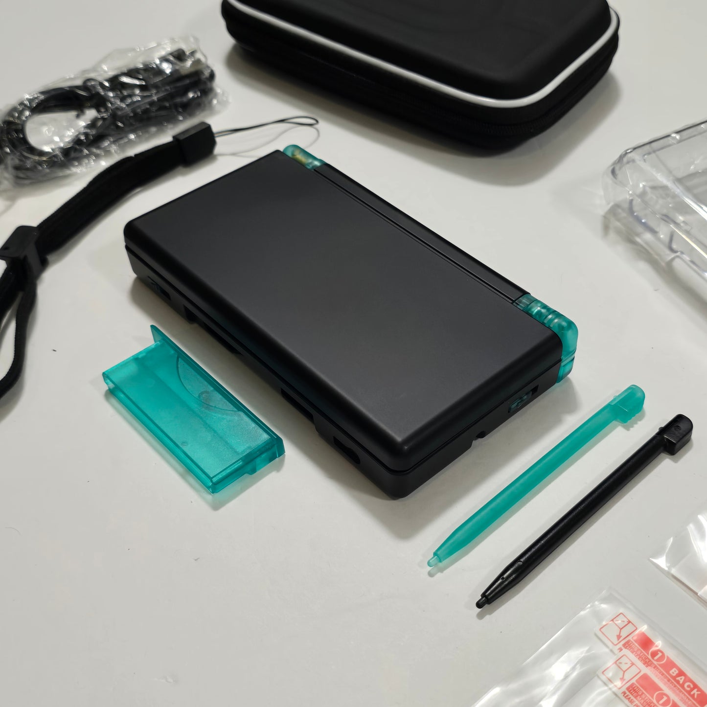 Nintendo DS Lite CUSTOM - Black/Transparent Green w/ Modded LED, Bundle