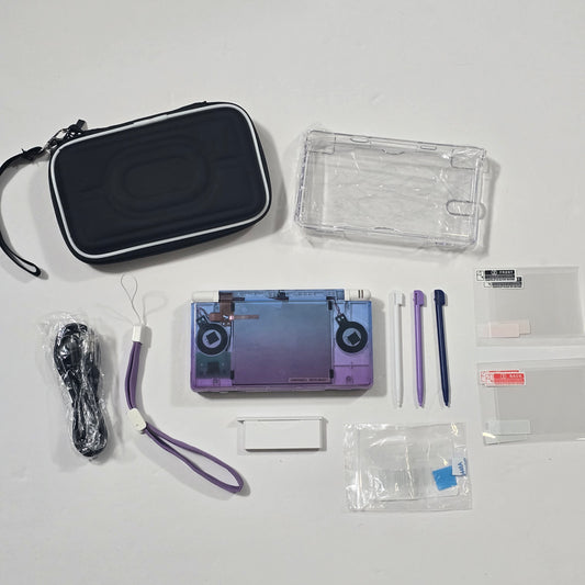 Nintendo DS Lite CUSTOM - Blue Purple Gradient/White w/ Modded LEDs, Bundle!