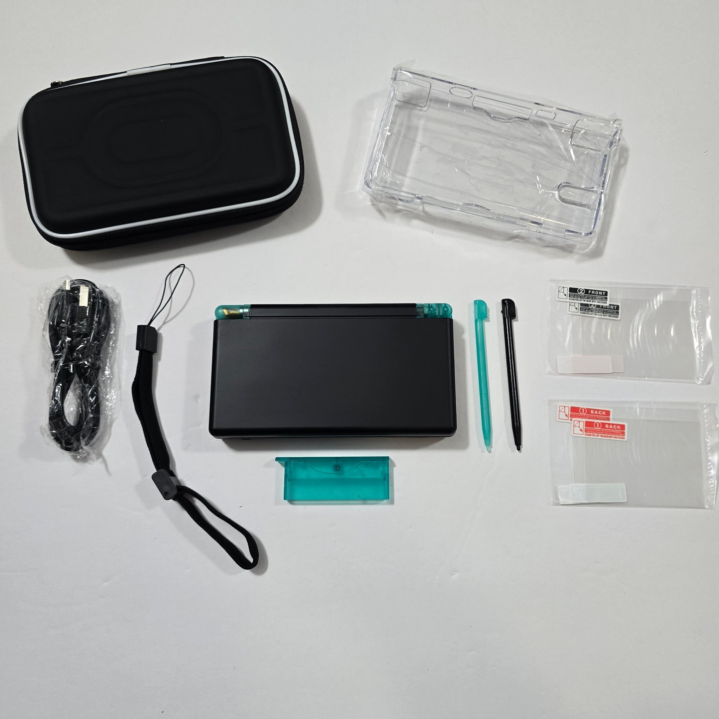 Nintendo DS Lite CUSTOM - Black/Transparent Green w/ Modded LED, Bundle