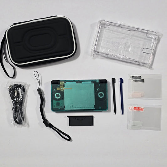 Nintendo DS Lite CUSTOM -Transparent Green/Black w/ Modded LED, Bundle