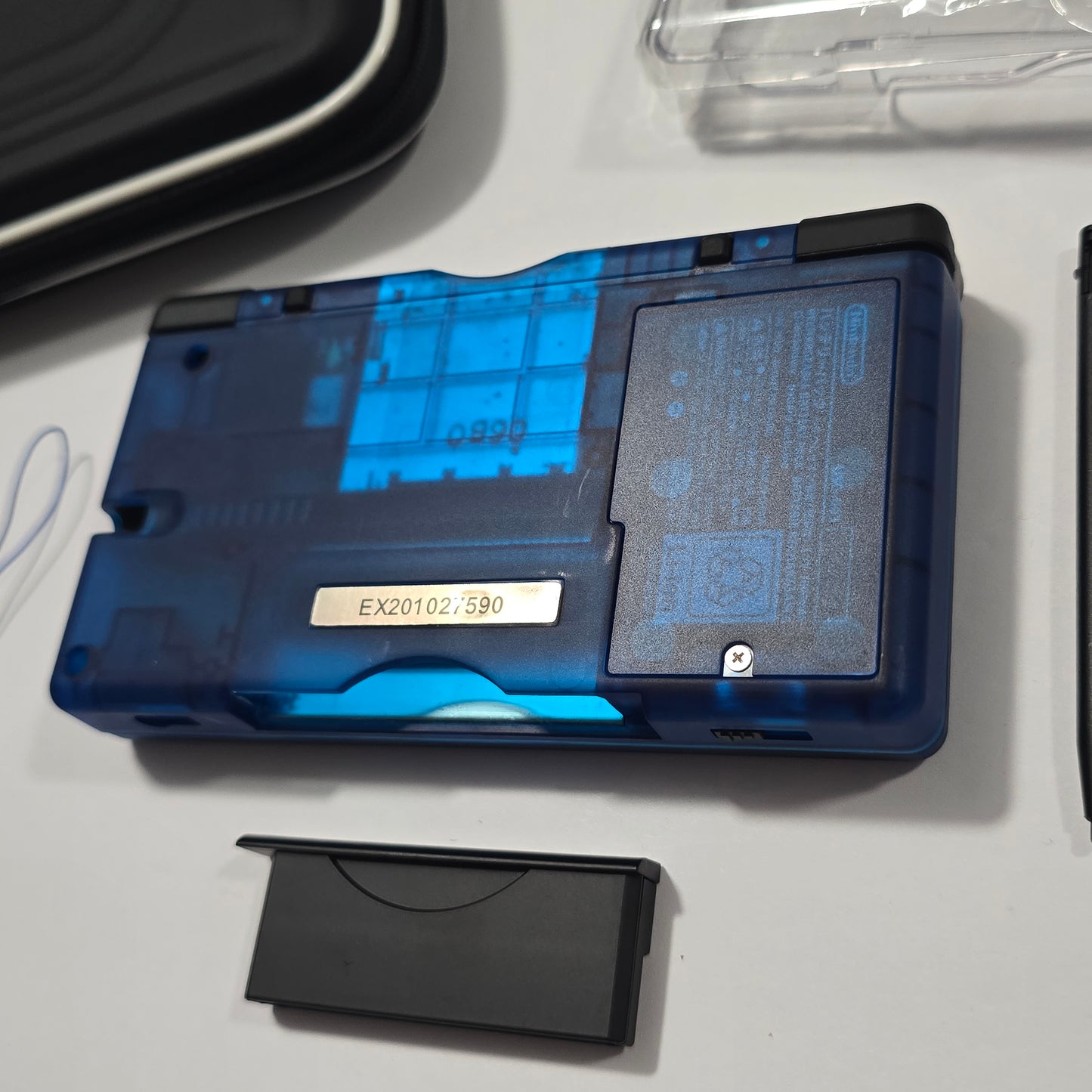 Nintendo DS Lite CUSTOM - Transparent Blue/Black w/ Modded LED, Bundle