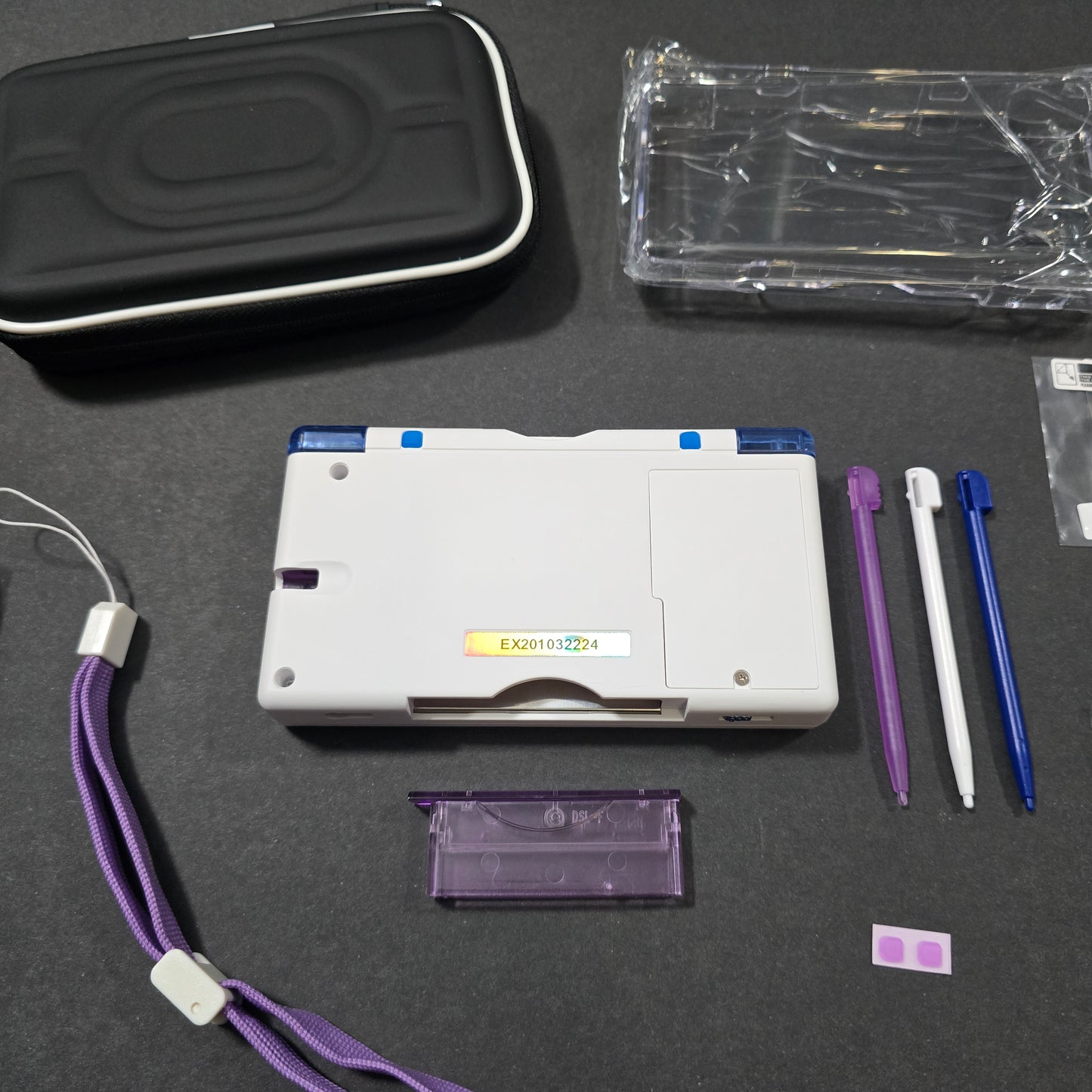 Nintendo DS Lite CUSTOM - White/ Blue & Purple Gradient Blue/Purple LED, Bundle