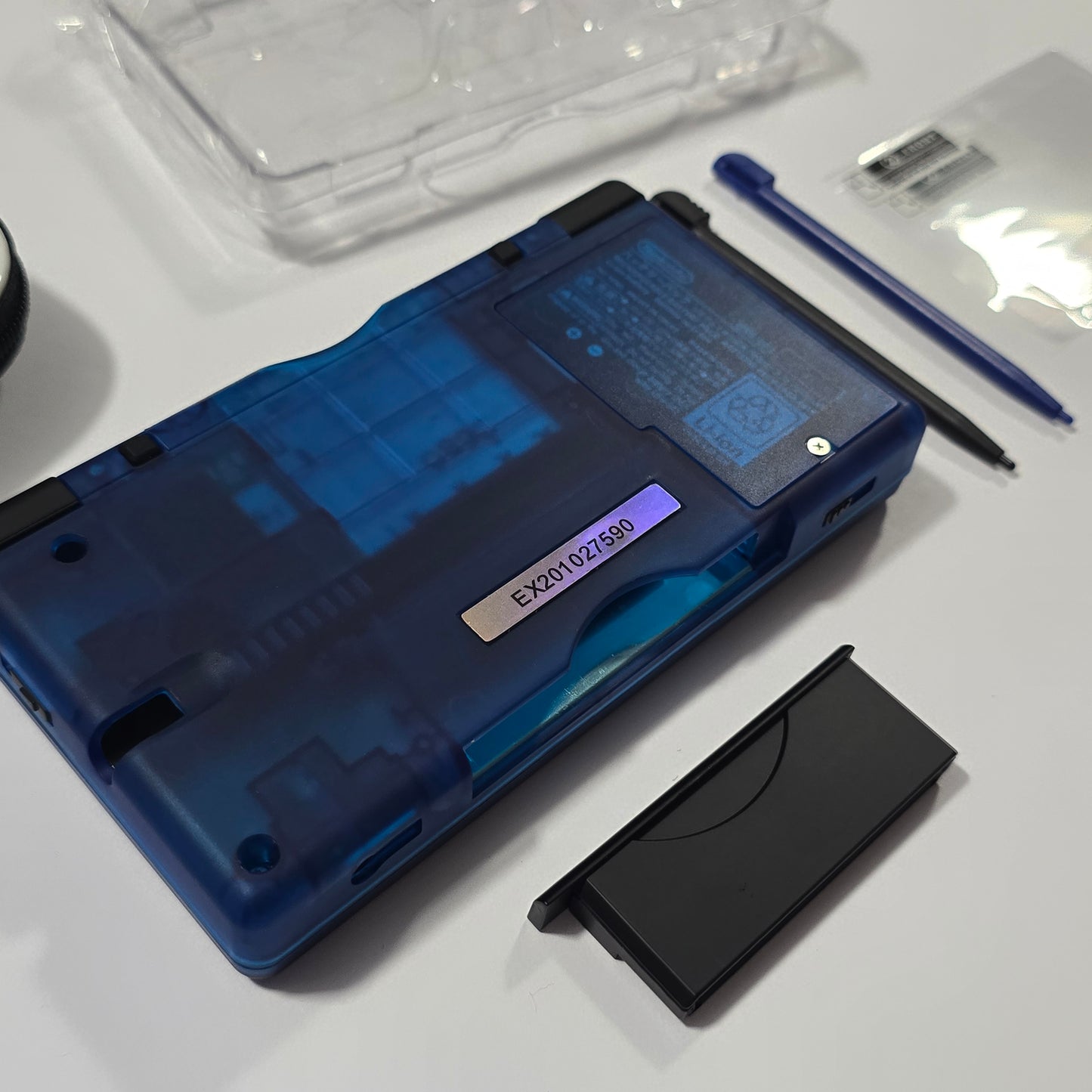 Nintendo DS Lite CUSTOM - Transparent Blue/Black w/ Modded LED, Bundle