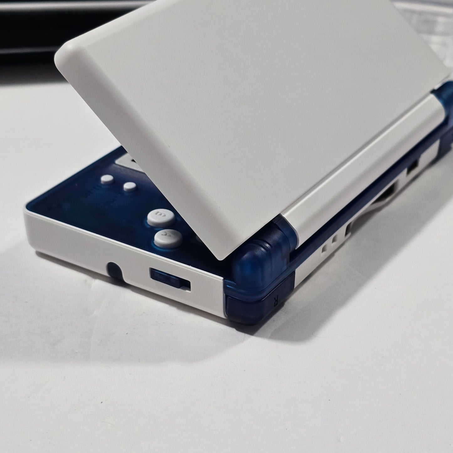 Nintendo DS Lite CUSTOM - White/Transparent Blue w/ Modded LED, Bundle