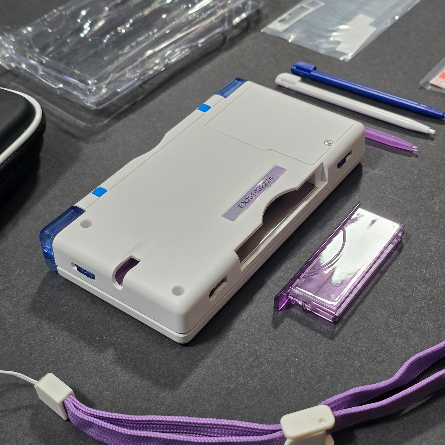 Nintendo DS Lite CUSTOM - White/ Blue & Purple Gradient Blue/Purple LED, Bundle