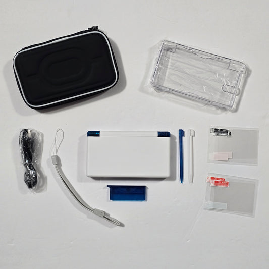 Nintendo DS Lite CUSTOM - White/Transparent Blue w/ Modded LED, Bundle