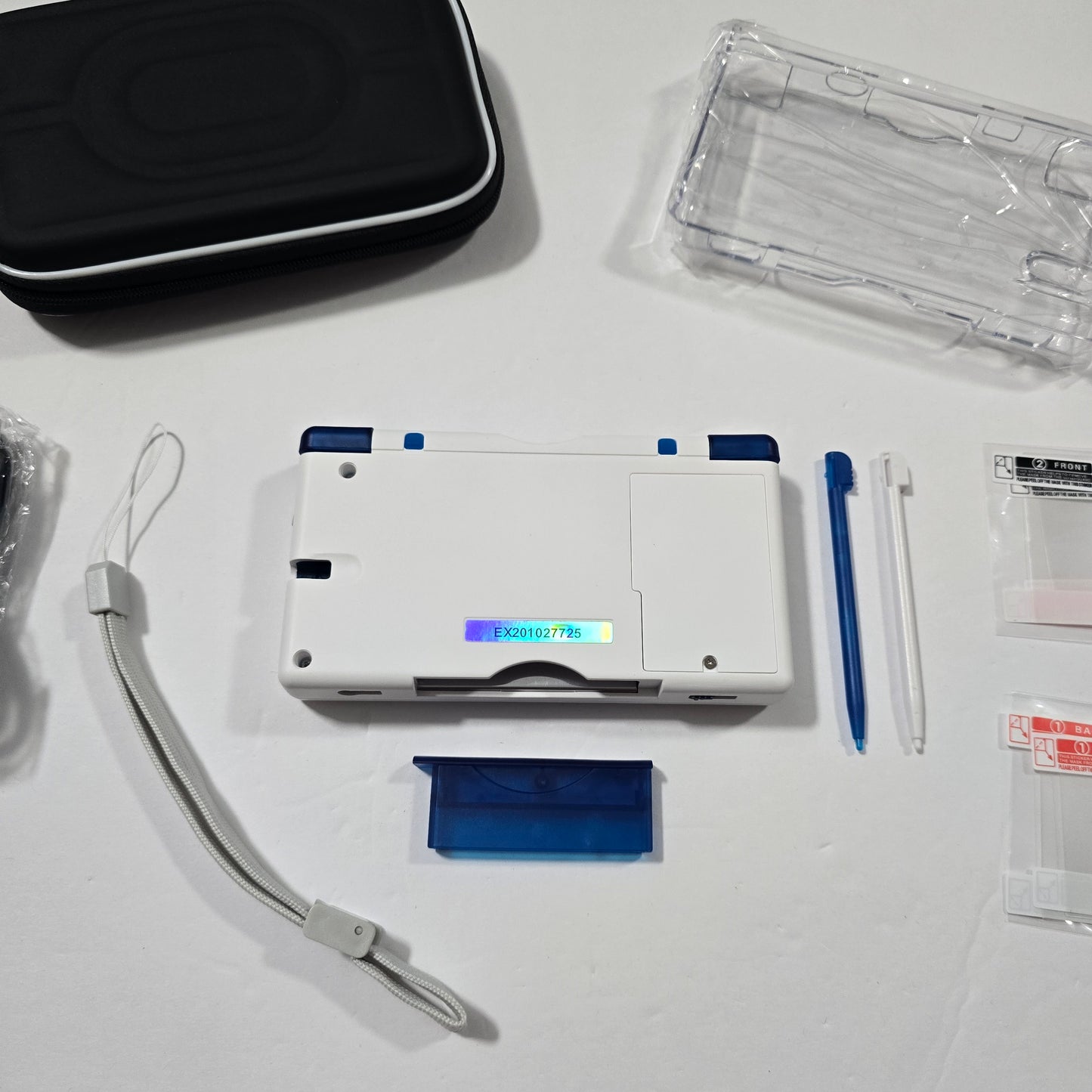 Nintendo DS Lite CUSTOM - White/Transparent Blue w/ Modded LED, Bundle
