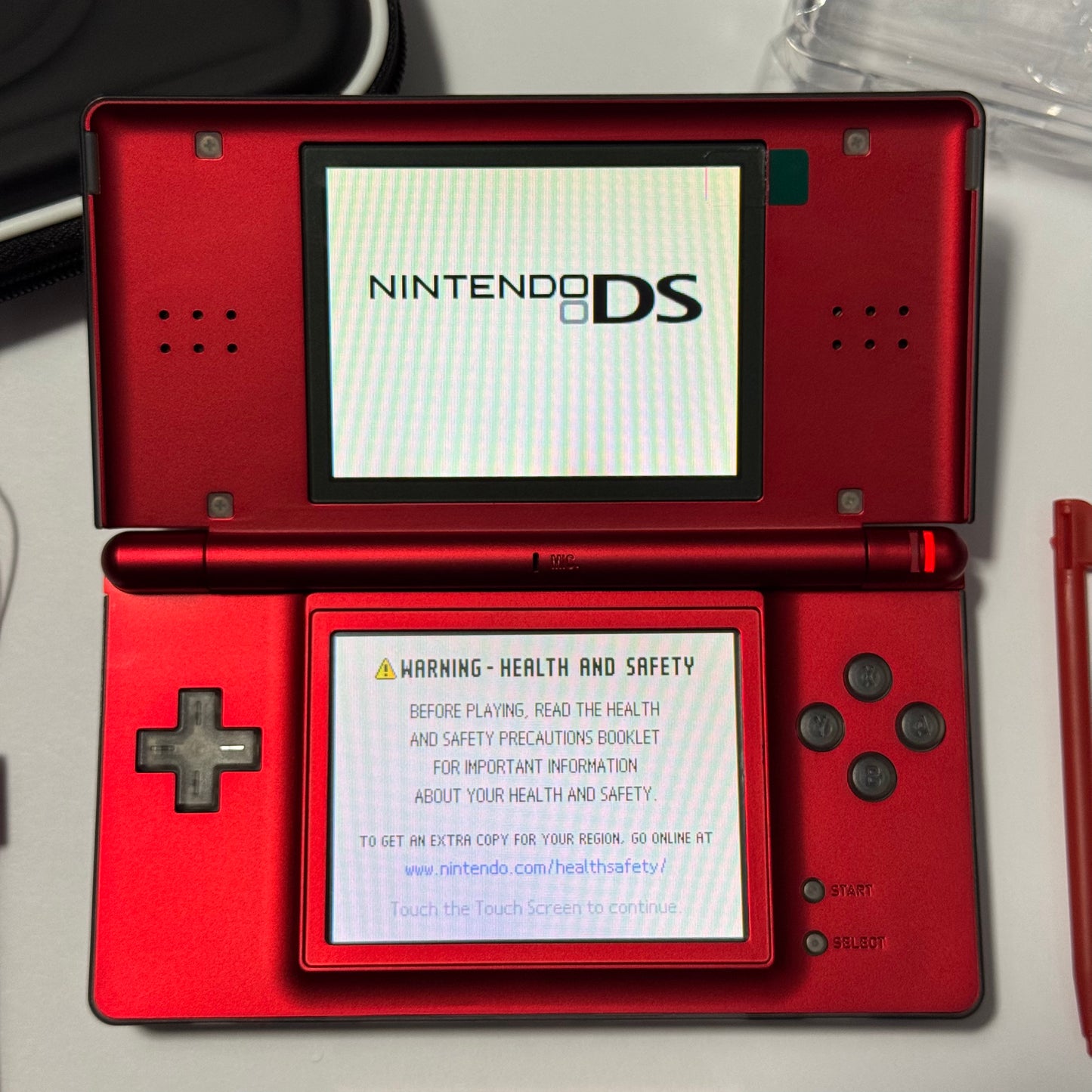 Nintendo DS Lite CUSTOM - Clear Black/Shiny Red w/ Modded LED, Bundle