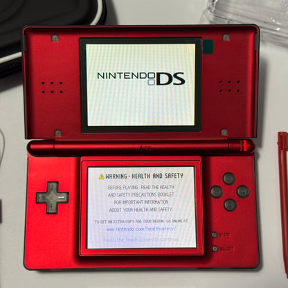 Nintendo DS Lite CUSTOM - Clear Black/Shiny Red w/ Modded LED, Bundle