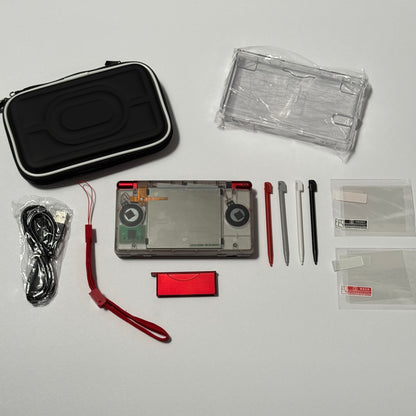 Nintendo DS Lite CUSTOM - Clear Black/Shiny Red w/ Modded LED, Bundle