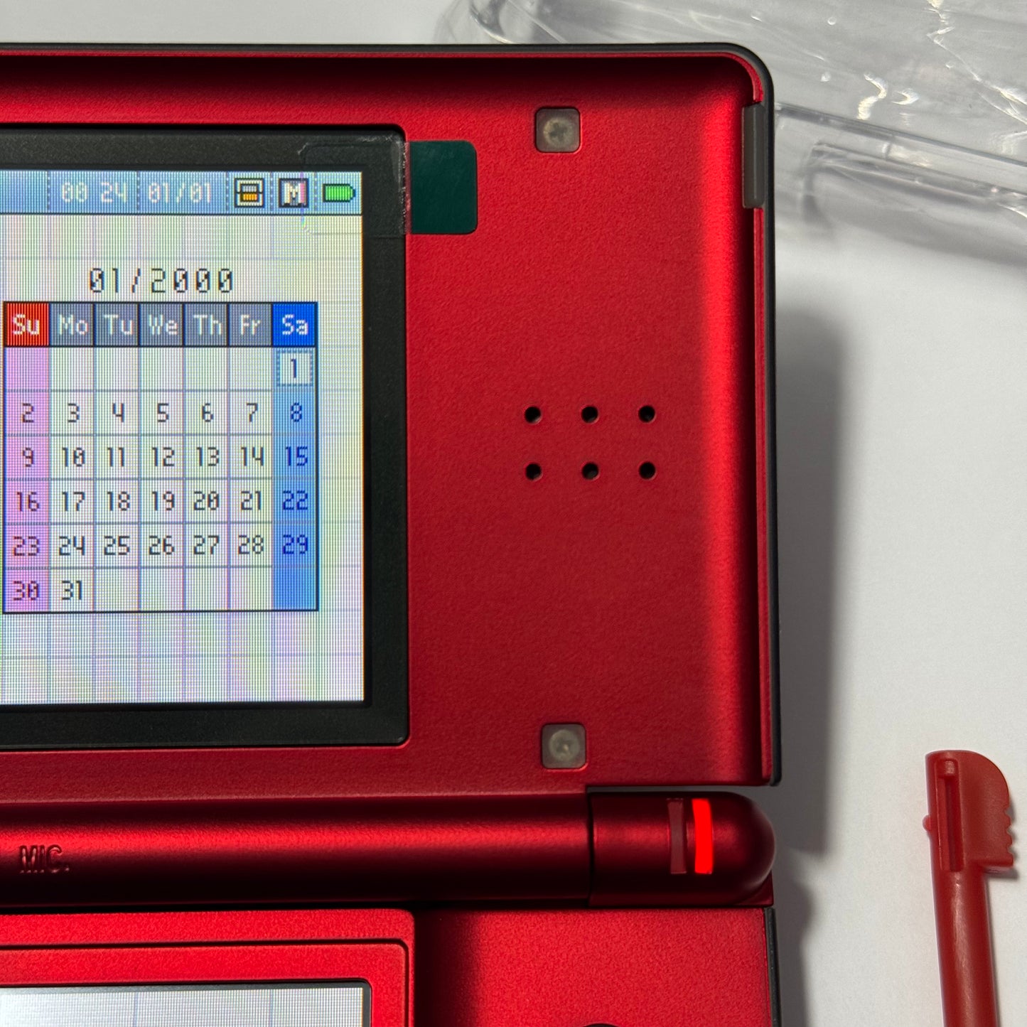 Nintendo DS Lite CUSTOM - Clear Black/Shiny Red w/ Modded LED, Bundle