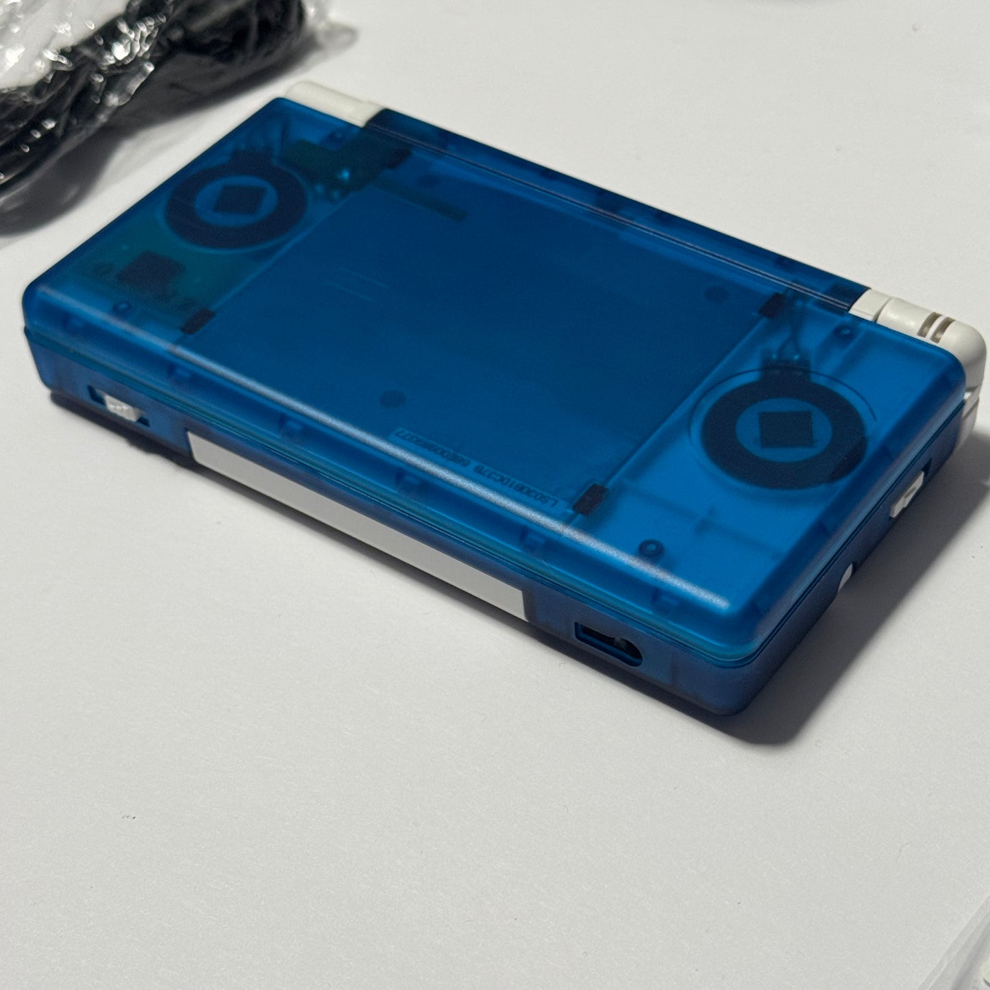 Nintendo DS Lite CUSTOM - Transparent Blue/White w/ Modded LED, Bundle!