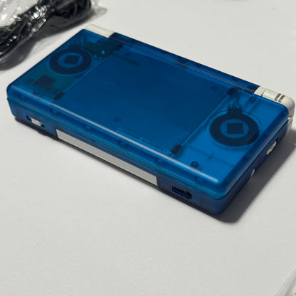Nintendo DS Lite CUSTOM - Transparent Blue/White w/ Modded LED, Bundle!