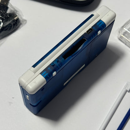 Nintendo DS Lite CUSTOM - Transparent Blue/White w/ Modded LED, Bundle!