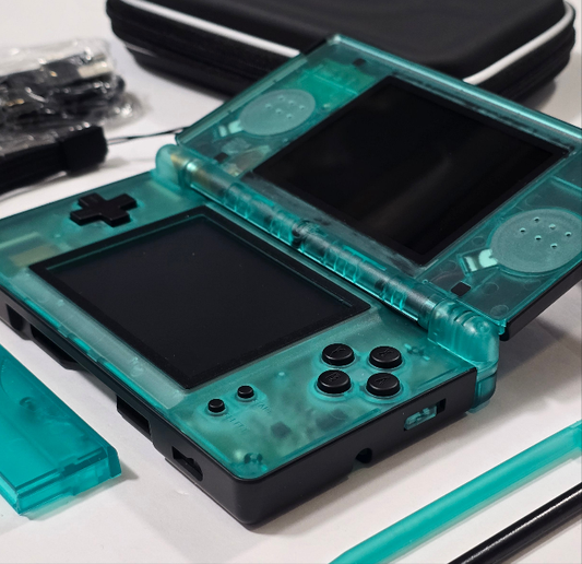 Nintendo DS Lite CUSTOM - Black/Transparent Green w/ Modded LED, Bundle