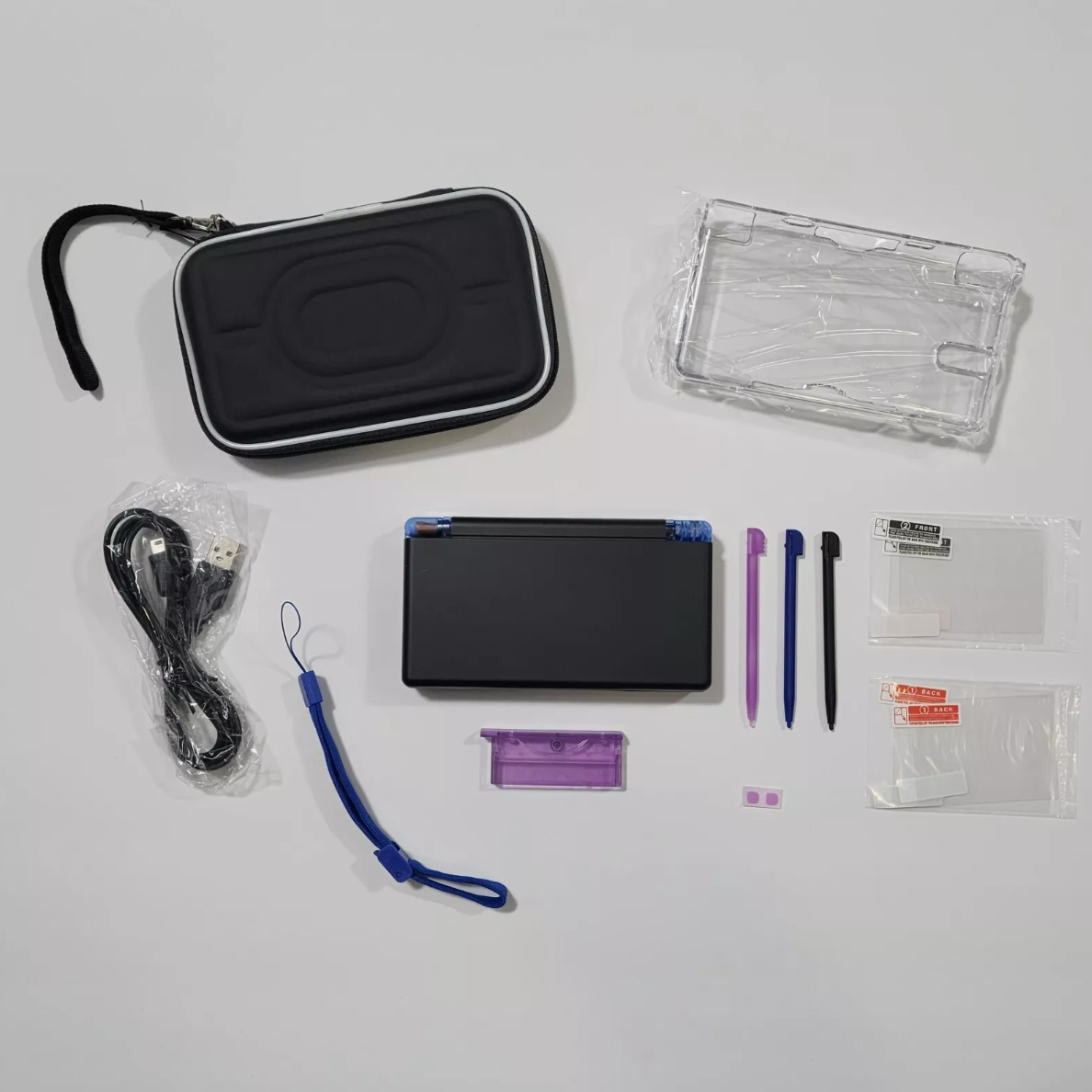 Nintendo DS Lite CUSTOM - Black/ Blue & Purple Gradient Blue/Purple LED, Bundle