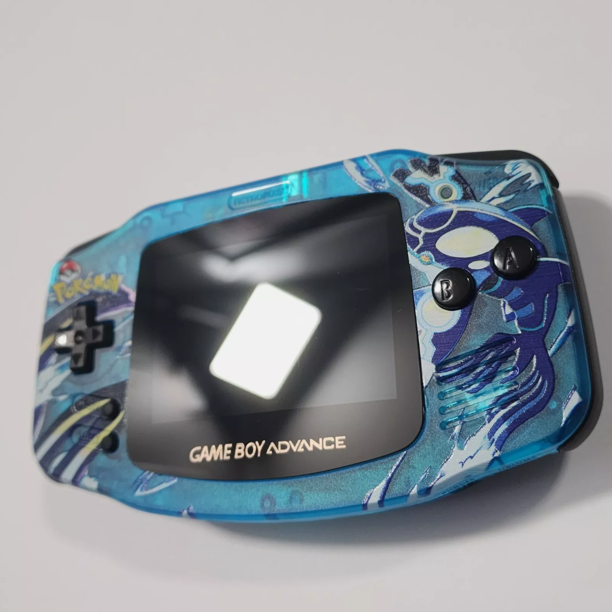 Nintendo Gameboy Advance GBA - Kyogre Shell with V5 IPS Display and Black Buttons