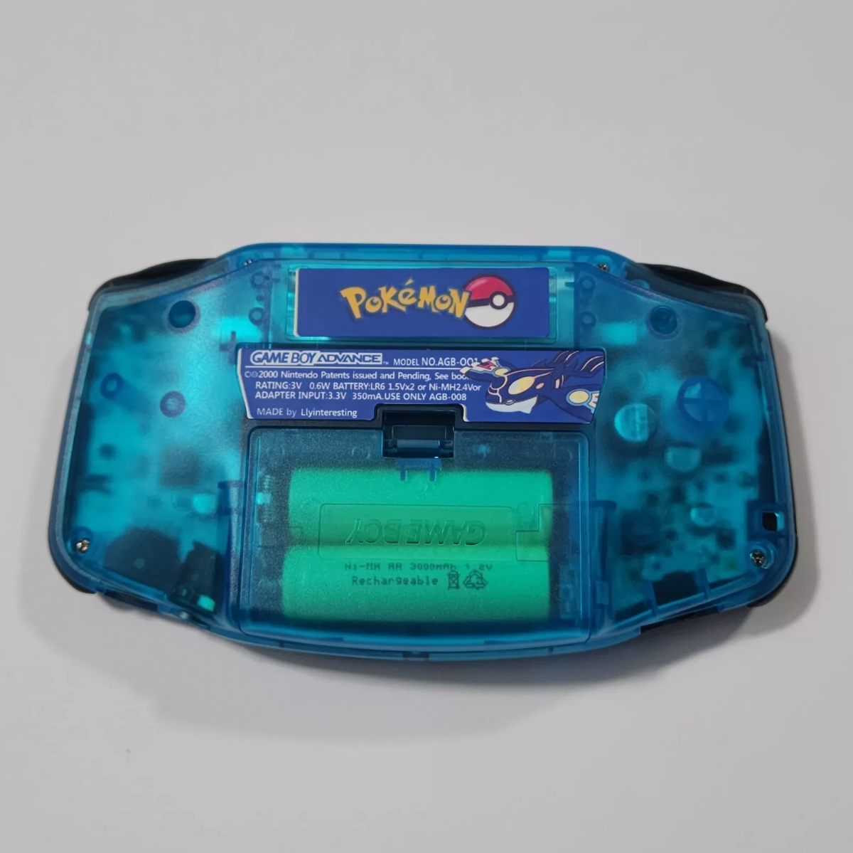 Nintendo Gameboy Advance GBA - Kyogre Shell with V5 IPS Display and Black Buttons
