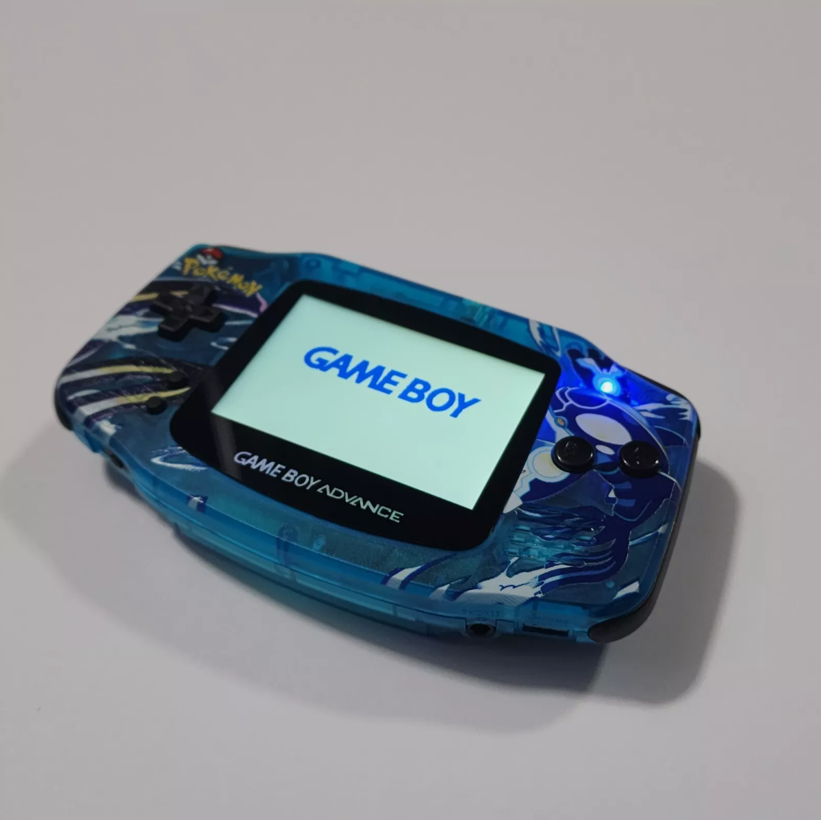 Nintendo Gameboy Advance GBA - Kyogre Shell with V5 IPS Display and Black Buttons