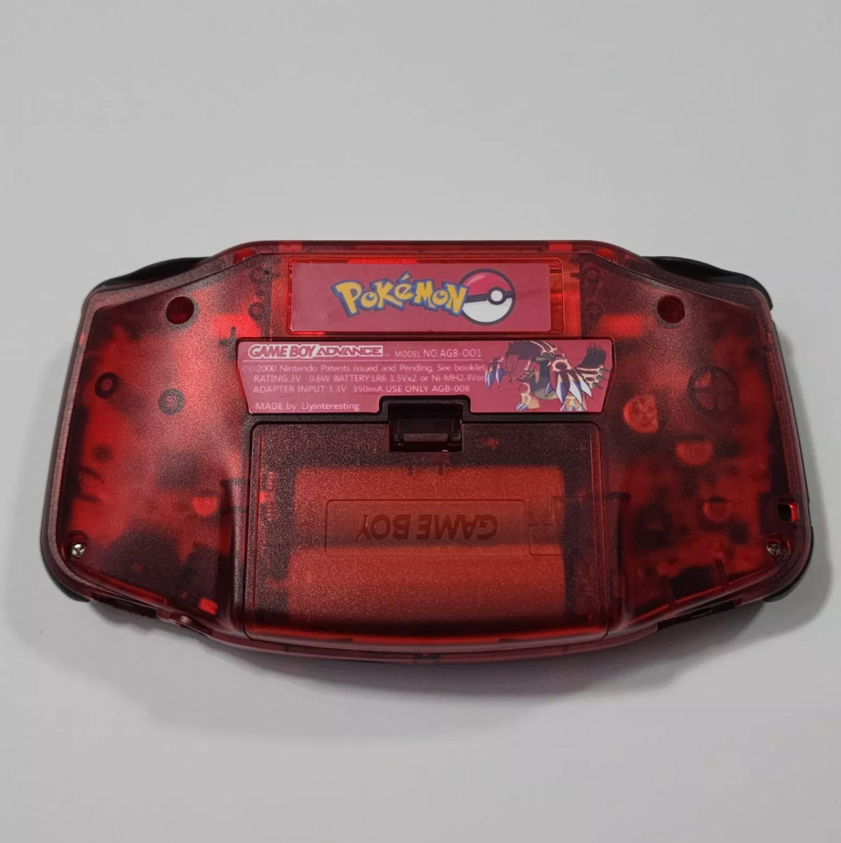 Nintendo Gameboy Advance GBA - Groudon Shell with V5 IPS Display and Black Buttons