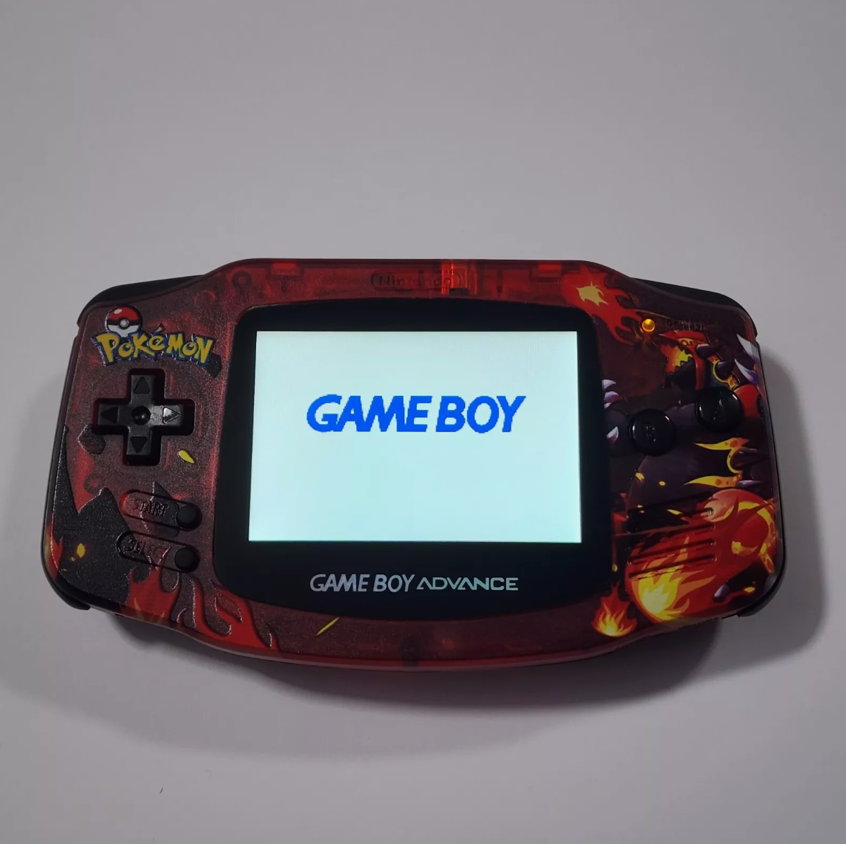 Nintendo Gameboy Advance GBA - Groudon Shell with V5 IPS Display and Black Buttons