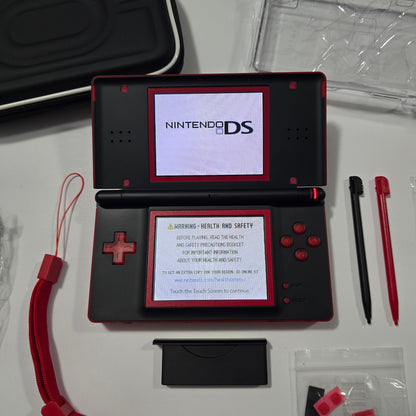 Nintendo DS Lite CUSTOM - Transparent Red/Black w/ Modded LED, Bundle
