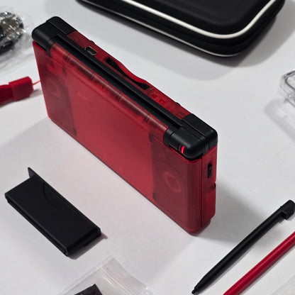 Nintendo DS Lite CUSTOM - Transparent Red/Black w/ Modded LED, Bundle