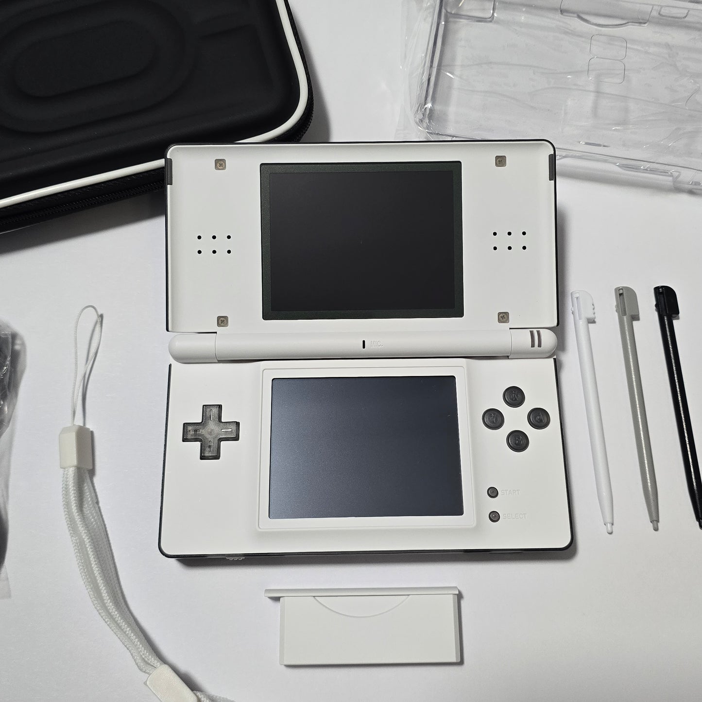 Nintendo DS Lite CUSTOM - Transparent Black/ w/ Modded LED, Bundle!