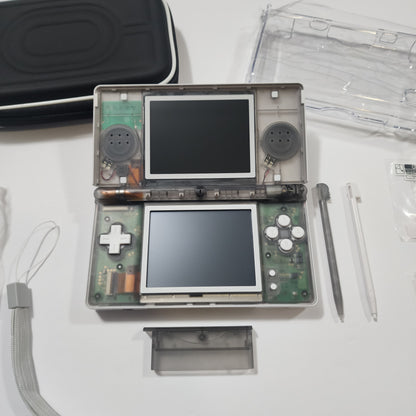 Nintendo DS Lite CUSTOM - White/Transparent Black w/ Modded LED, Bundle!