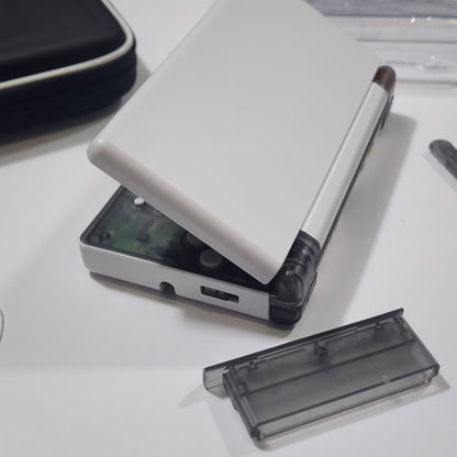 Nintendo DS Lite CUSTOM - White/Transparent Black w/ Modded LED, Bundle!