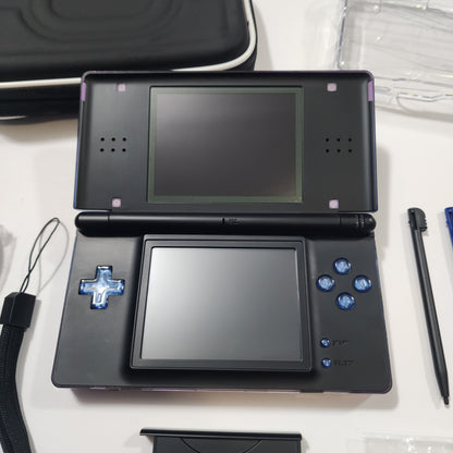 Nintendo DS Lite CUSTOM - Blue Purple Gradient/Black w/ Modded LEDs, Bundle!