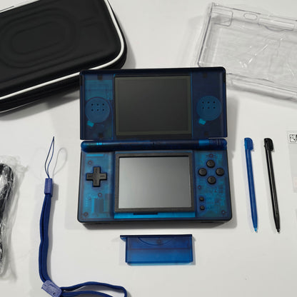 Nintendo DS Lite CUSTOM - Black/Transparent Blue w/ Modded LED, Bundle