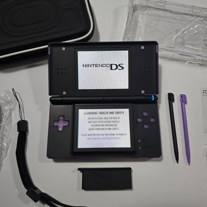 Nintendo DS Lite CUSTOM - Transparent Purple/Black w/ Modded LED, Bundle